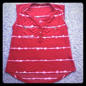 Red & white sleeveless top